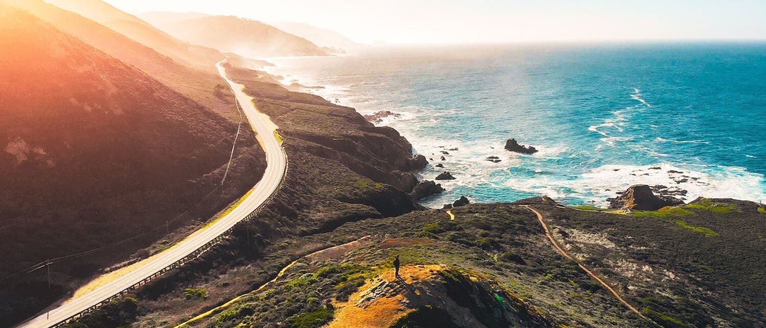 The California coastline where the mountains meet the Pacific.
